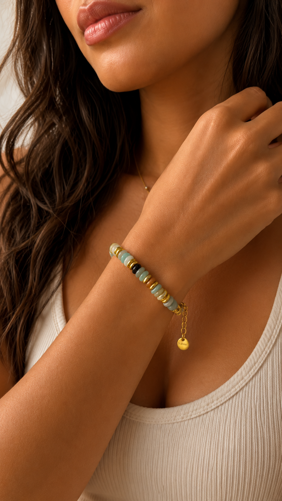 Natural Multi-Gemstone Rondelle Bead Bracelet