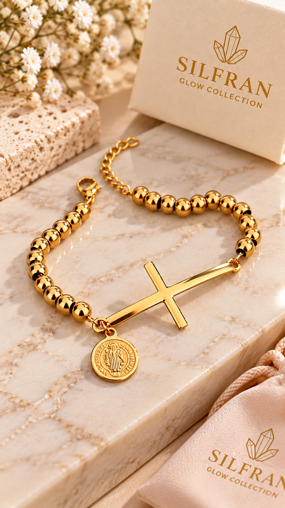 Saint Benedict Cross & Beaded Bracelet