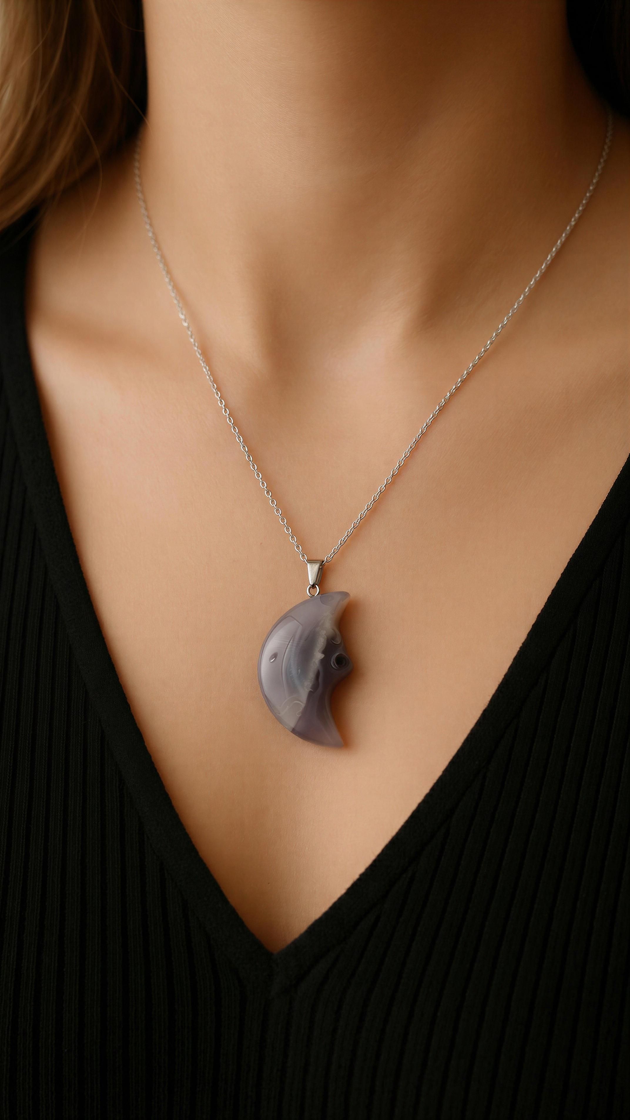 Silver Chain Crystal Pendant Necklace