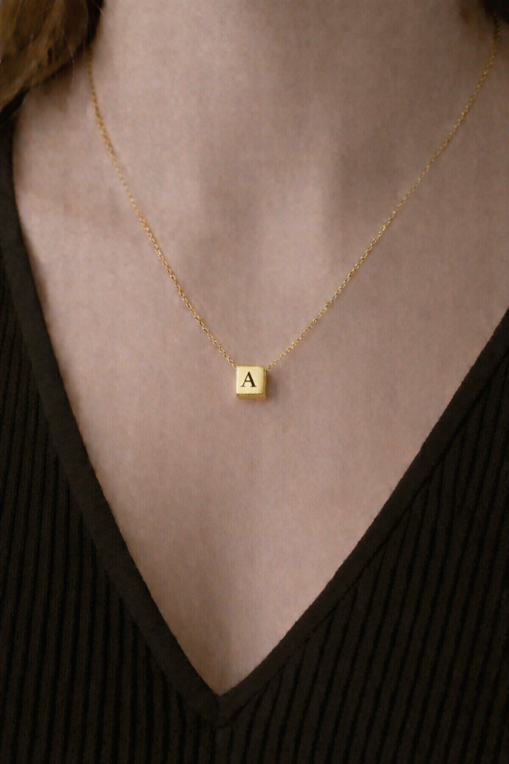 Initial cube Letter Necklace