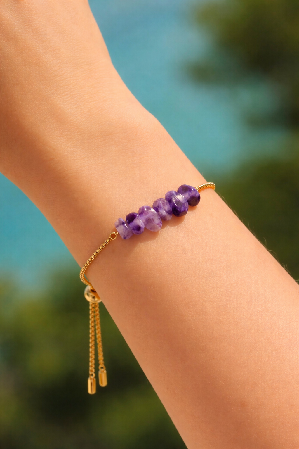 Crystal Chip Adjustable Bracelet