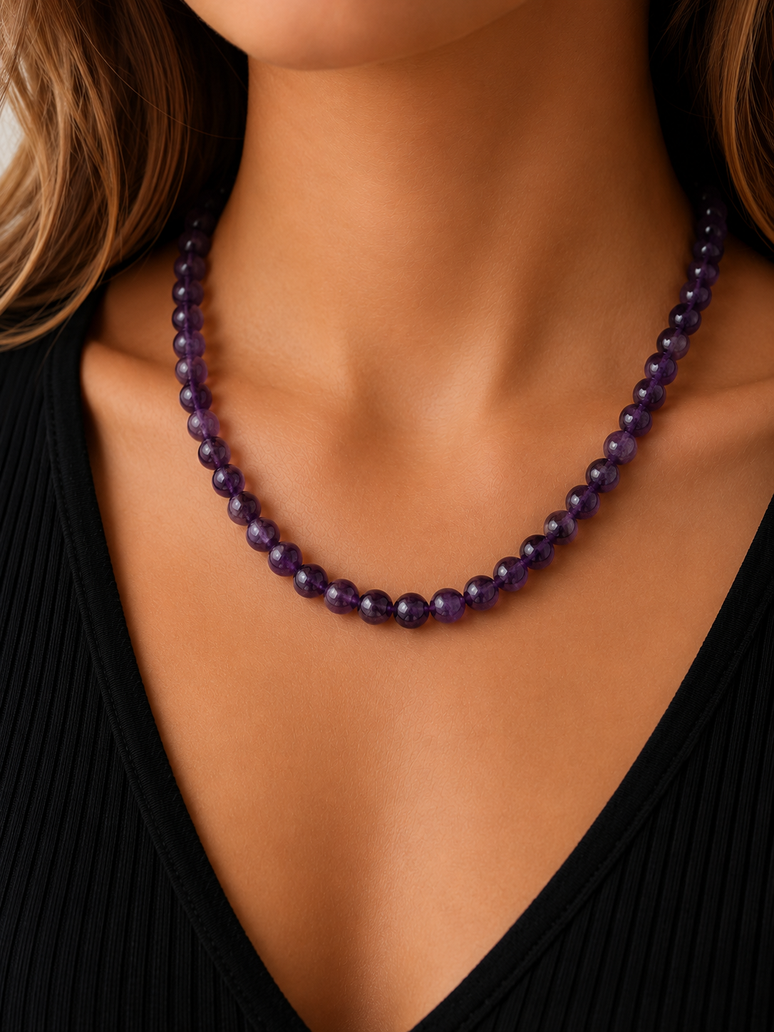 Classic Bead Necklace | Natural Stone Jewelry