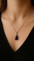 Silver Chain Crystal Pendant Necklace