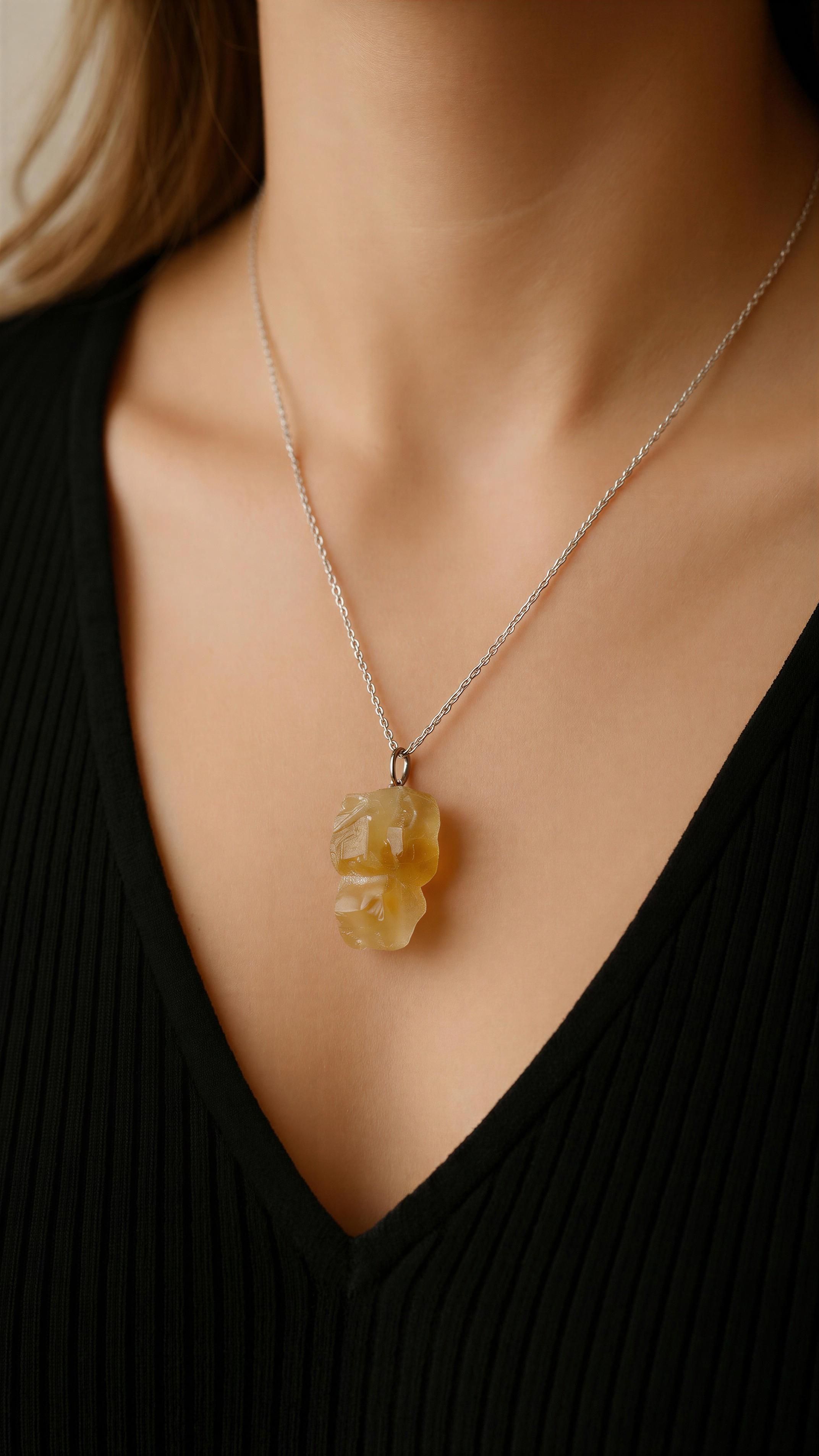 Silver Chain Crystal Pendant Necklace