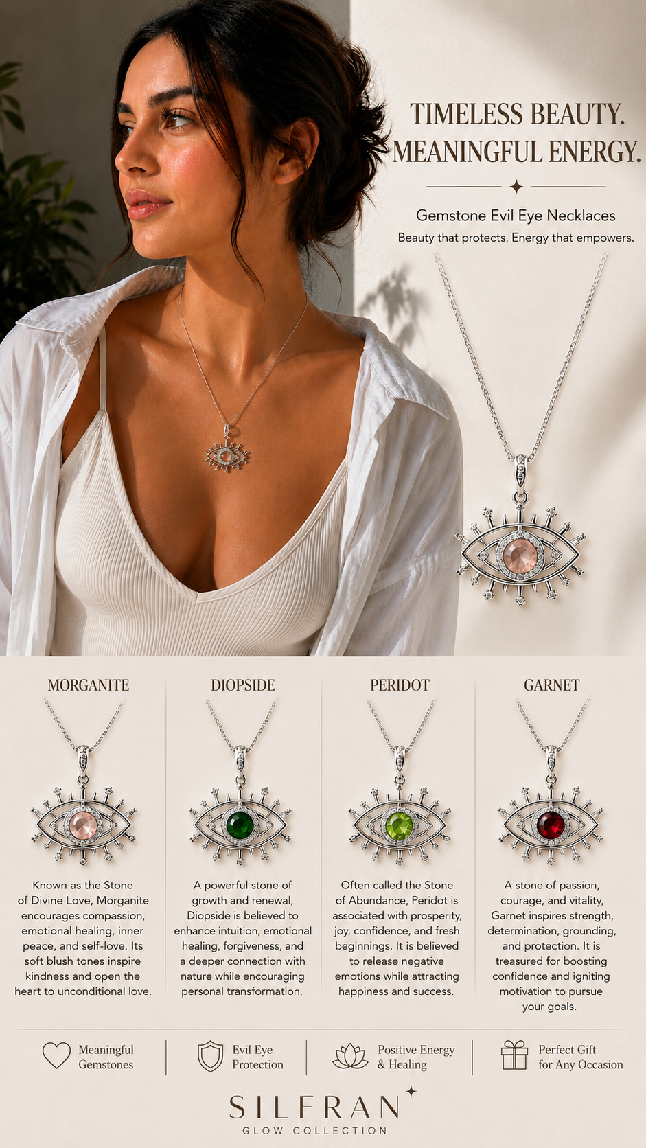 Evil Eye Crystal Pendant Necklace