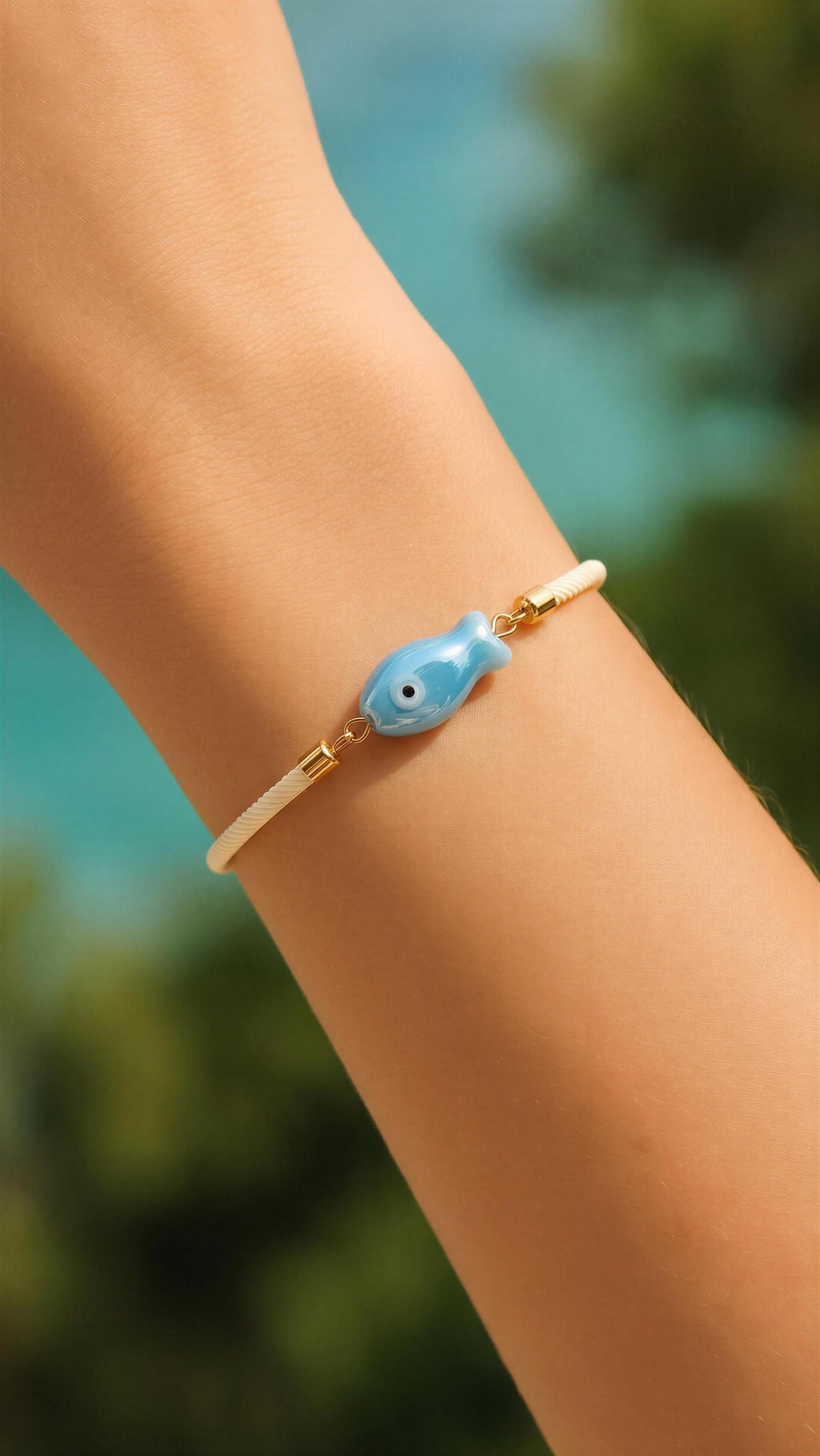 fish charm bracelet with adjustable cord