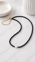 Black & Burgundy Red Pearl Beaded Necklace