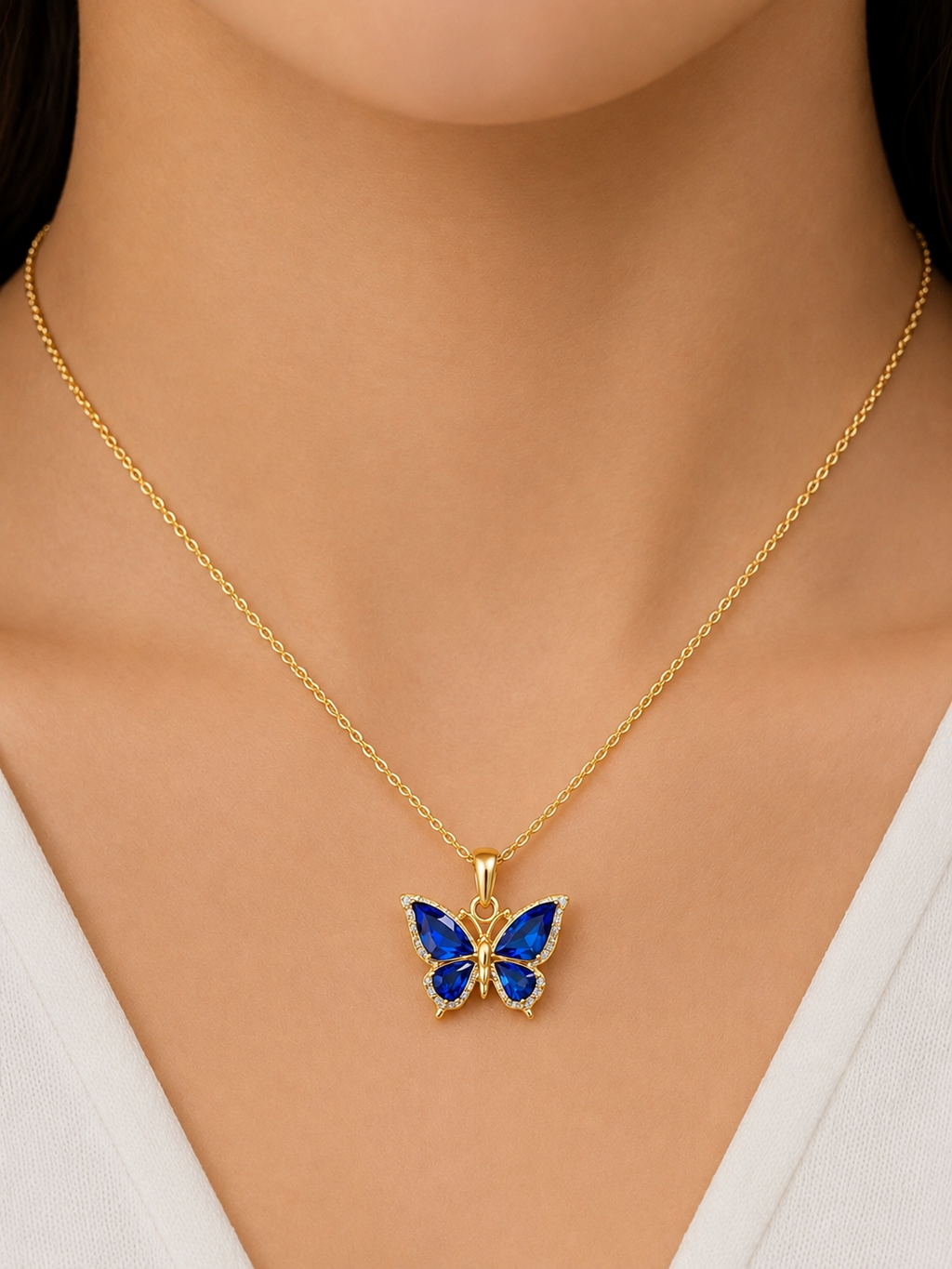 Blue Butterfly Pendant Necklace