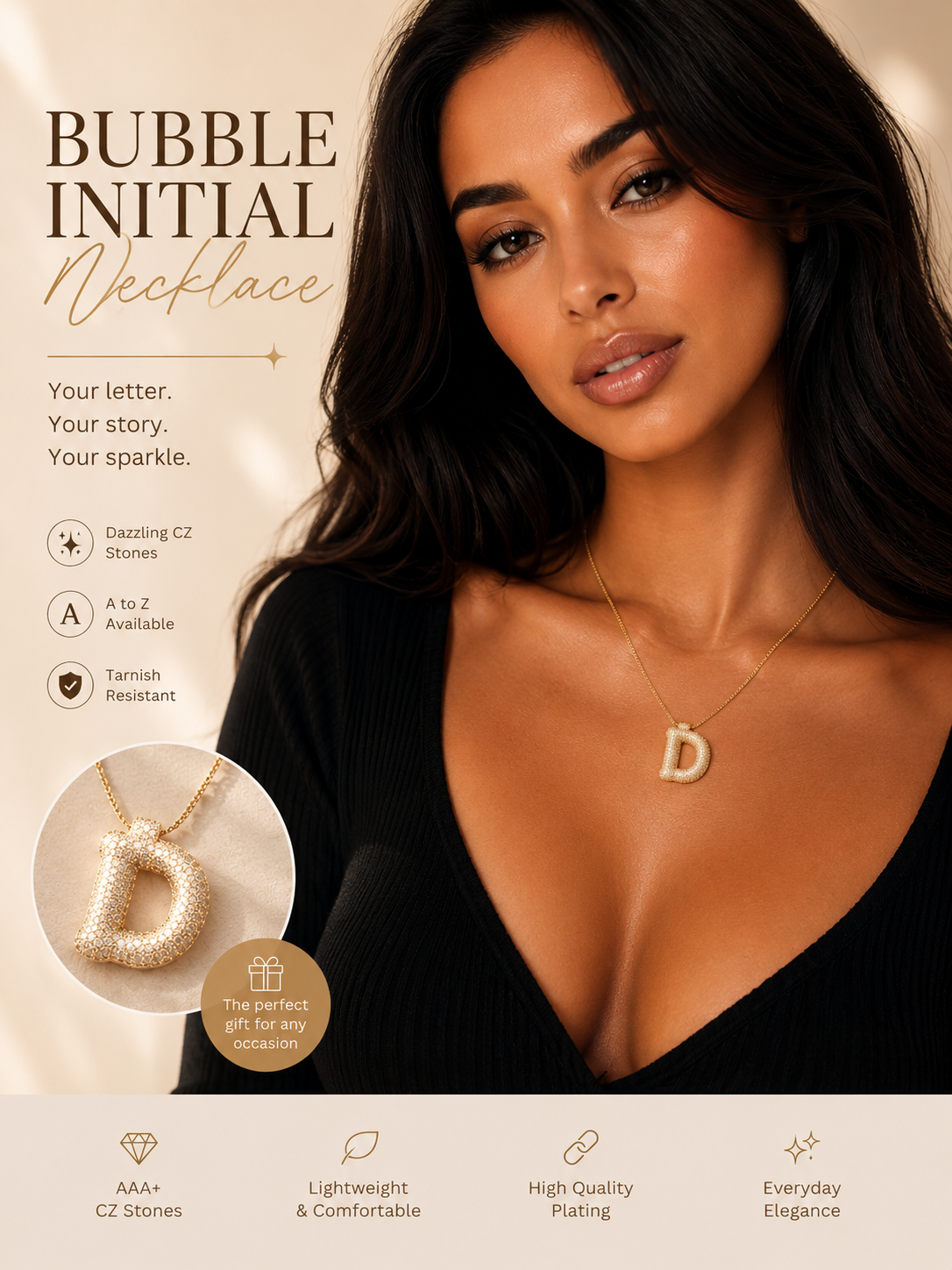 Bubble Initial Necklace
