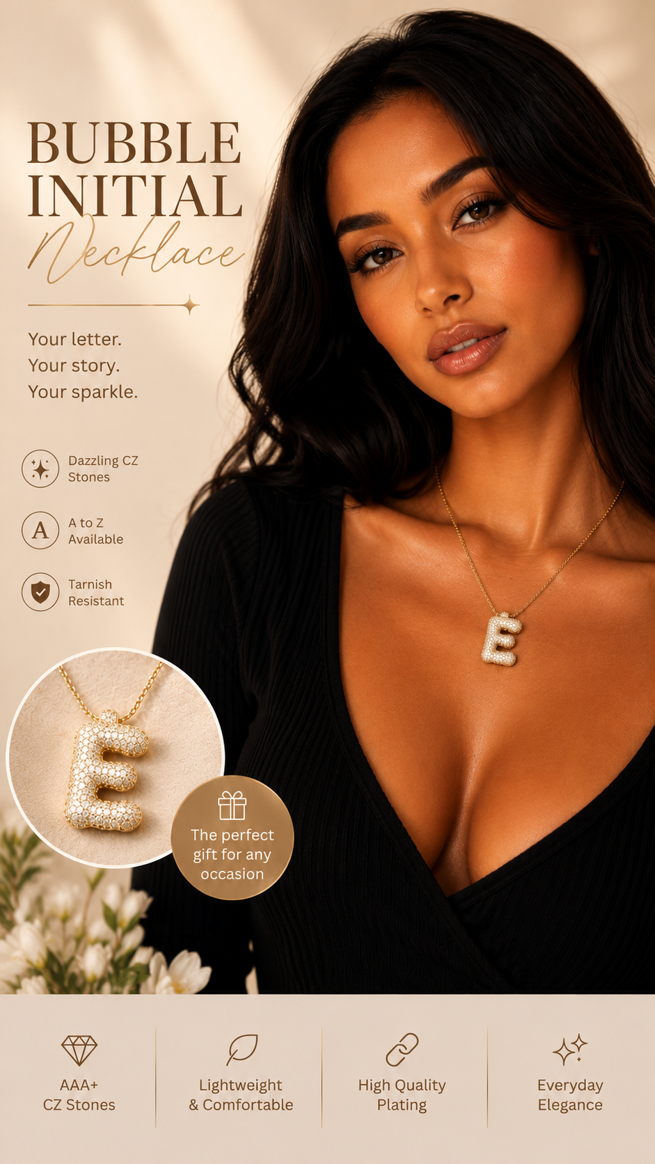 Bubble Initial Necklace