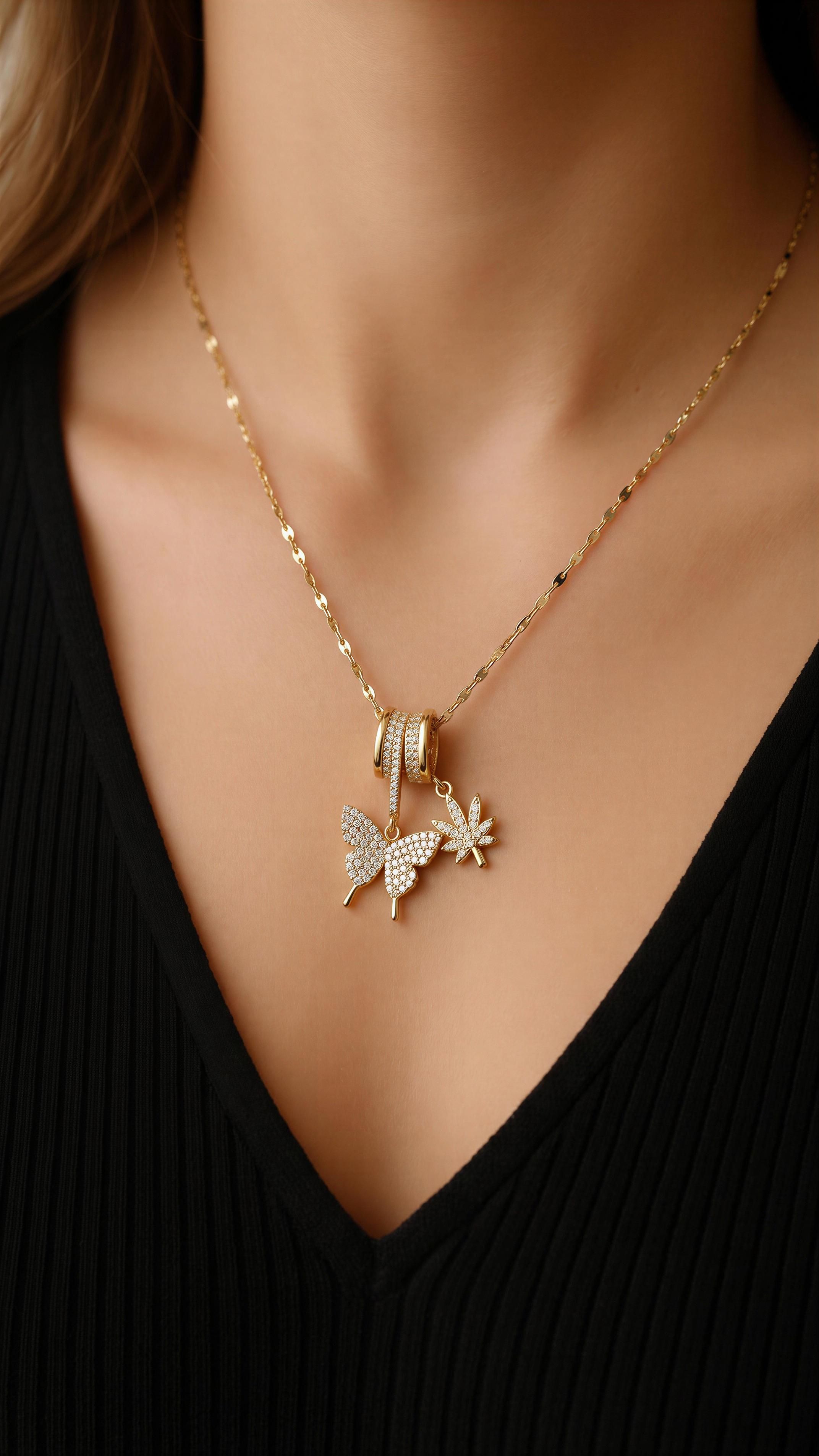 Gold Multi-Charm Pendant Necklace