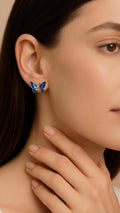 Butterfly Stud Earrings – Gold & Blue Enamel