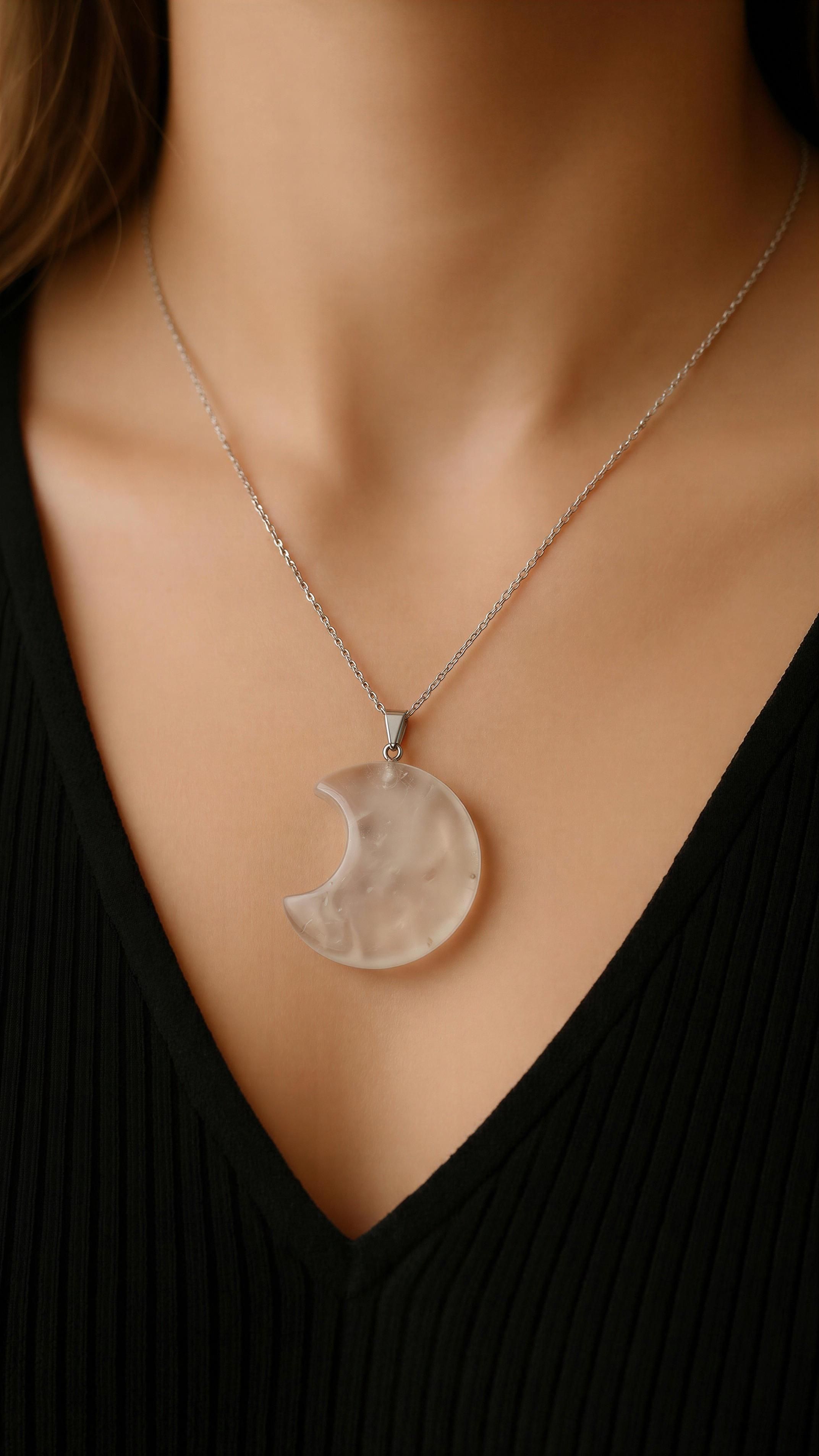 Silver Chain Crystal Pendant Necklace