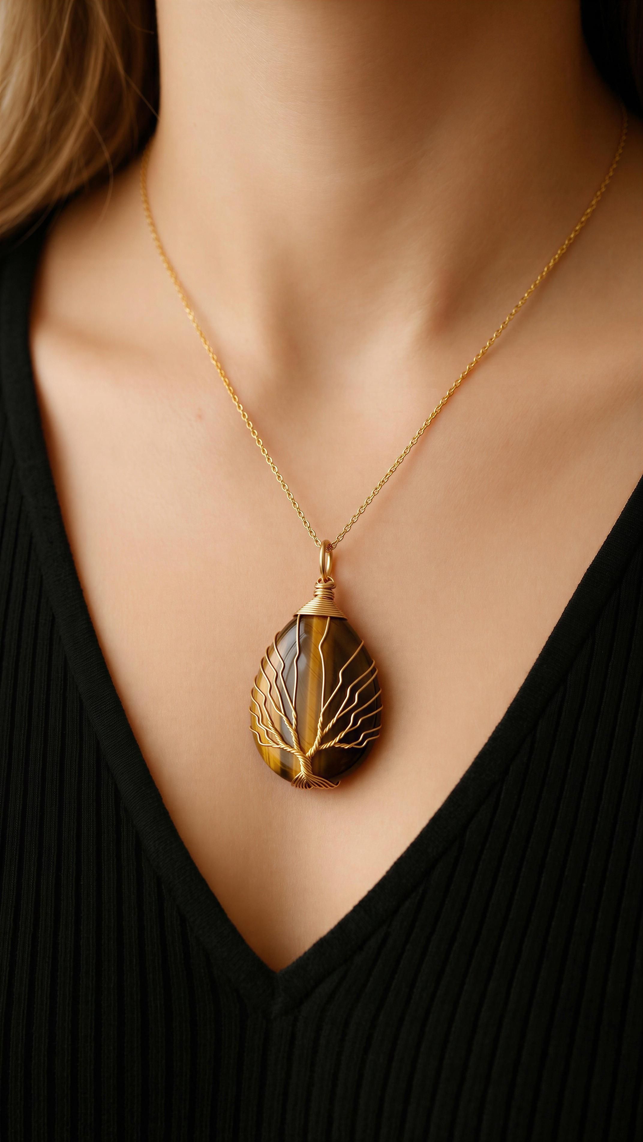 Silver Chain Crystal Pendant Necklace