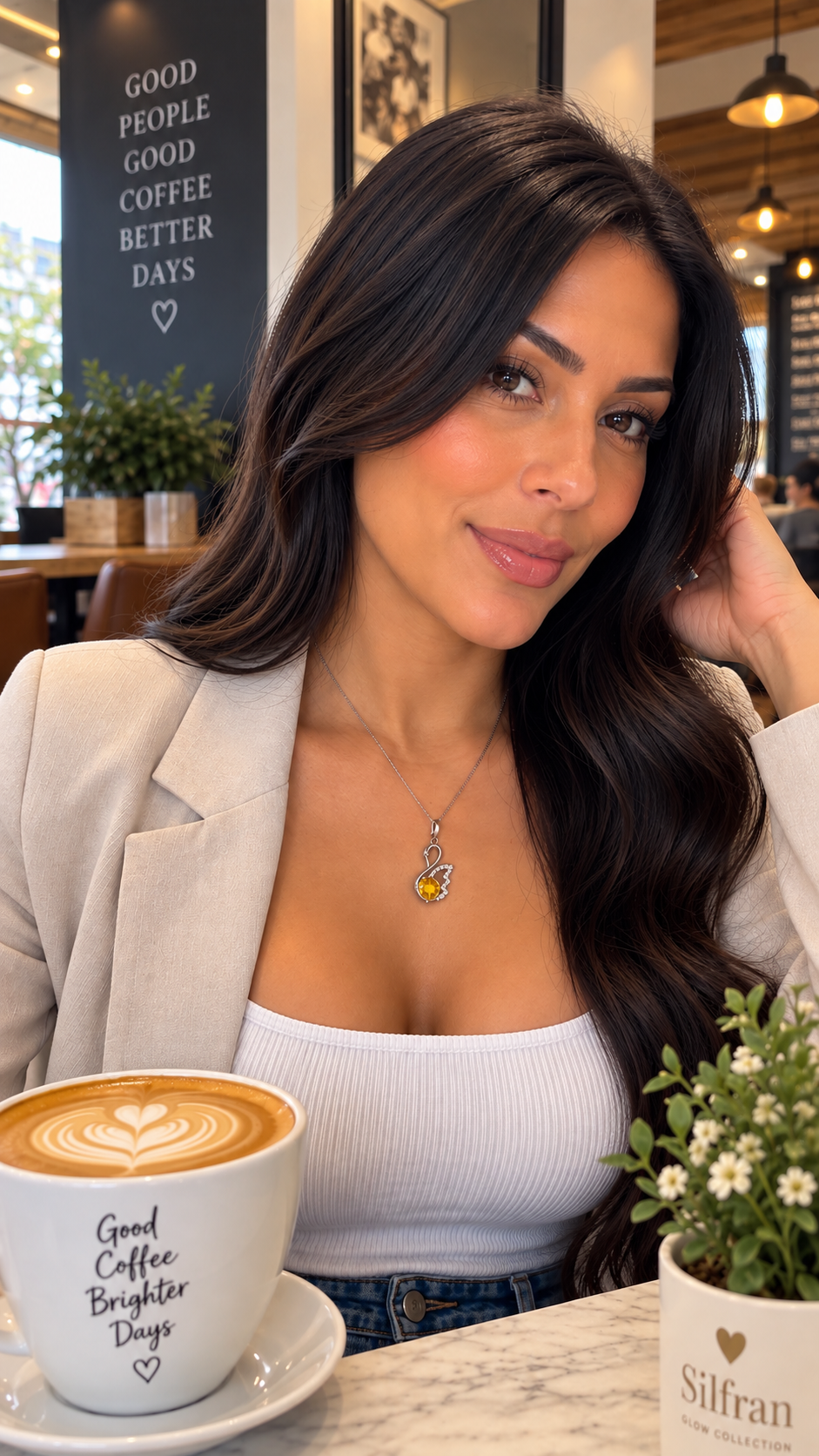 Elegant Citrine Swan Necklace featuring a beautiful golden-yellow citrine stone with sparkling accents and a graceful swan-inspired design. The necklace is finished with a 925 Sterling Silver chain, making it a timeless piece for everyday wear or special occasions.