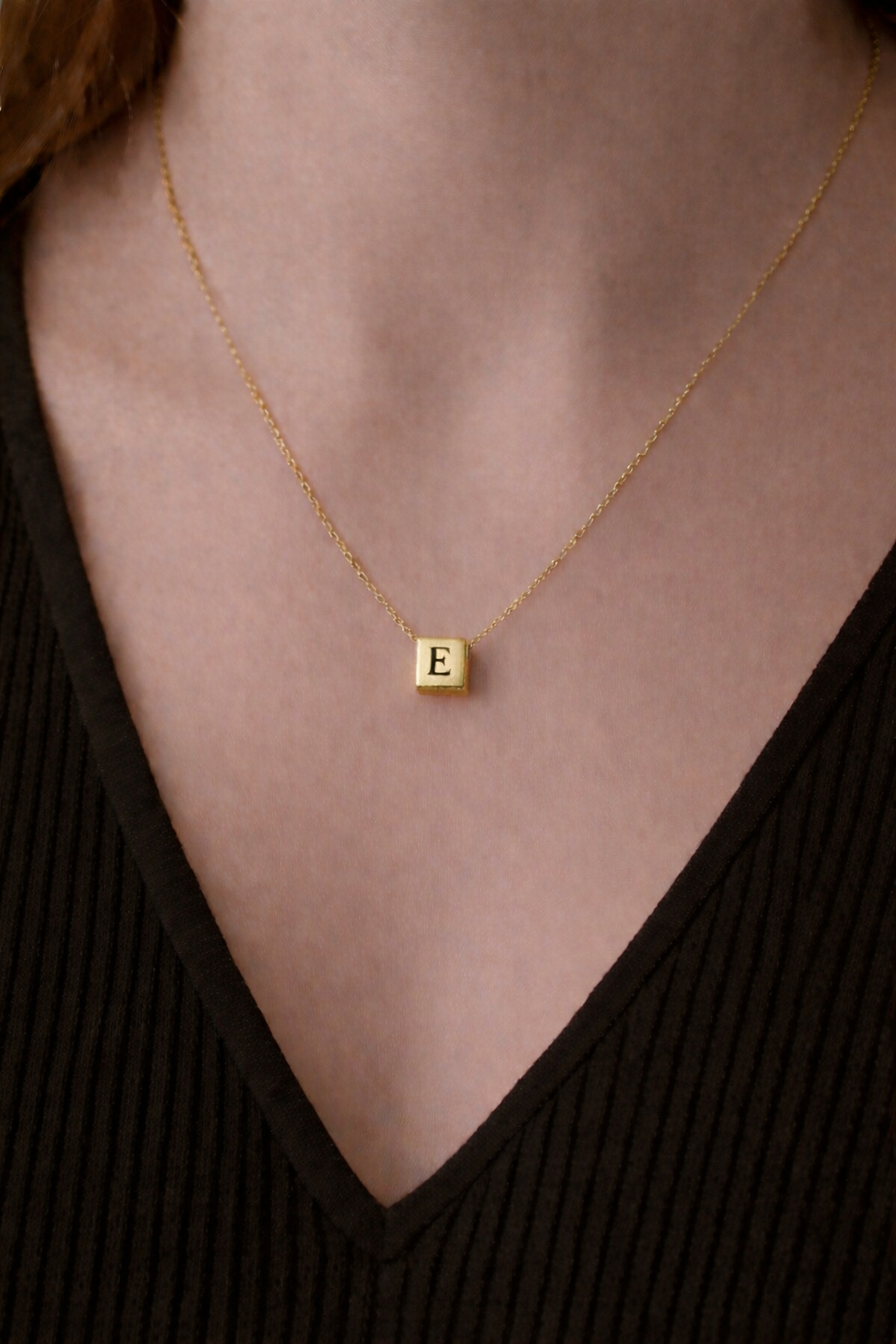 Initial cube Letter Necklace
