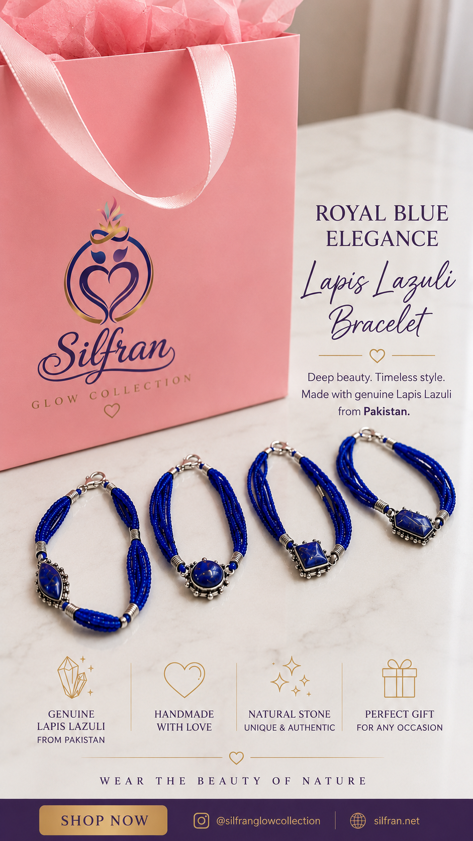 Pakistan Lapis Lazuli Multi-Strand Bracelet