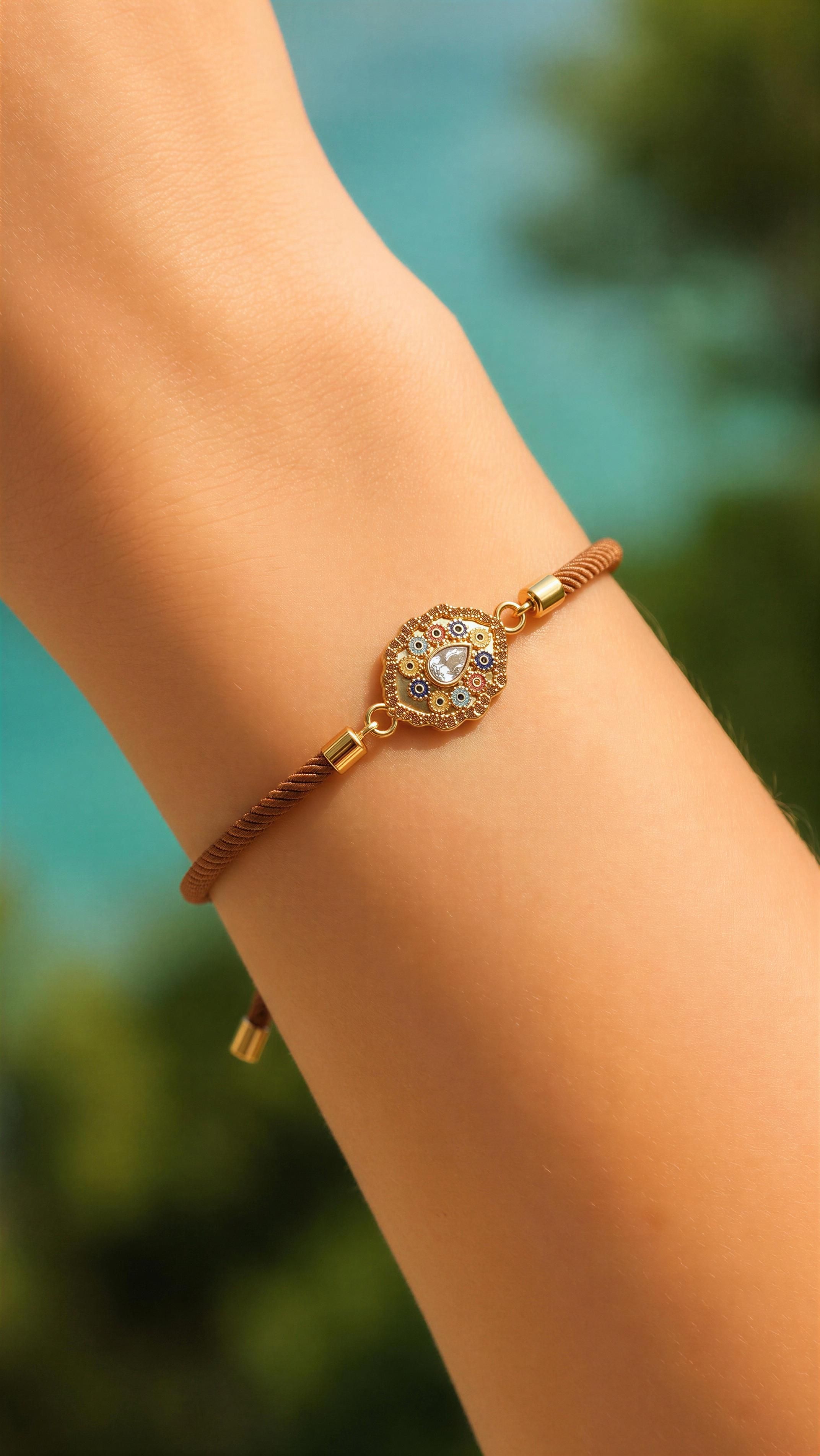 Evil eye adjustable bracelet
