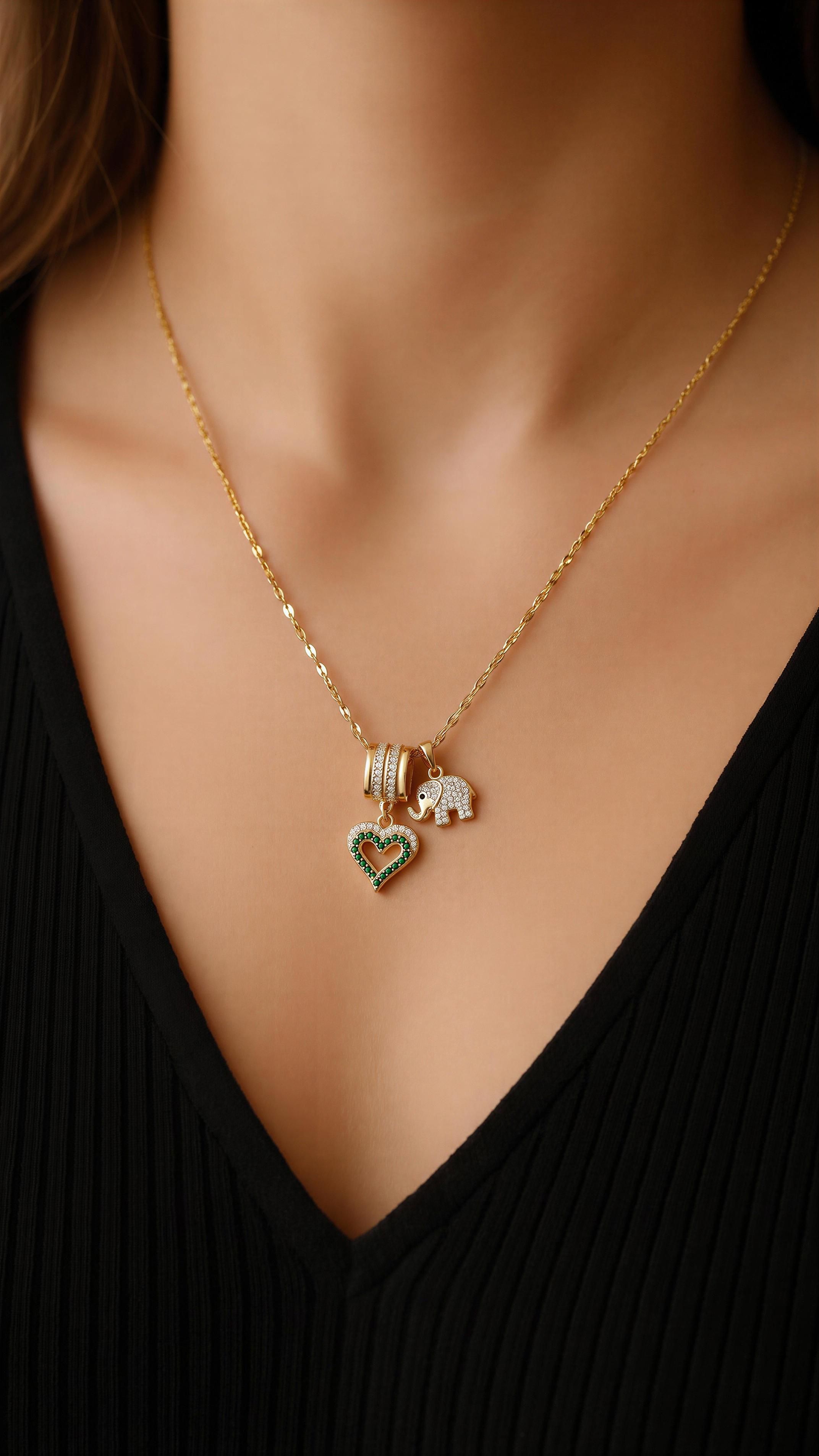 Gold Multi-Charm Pendant Necklace