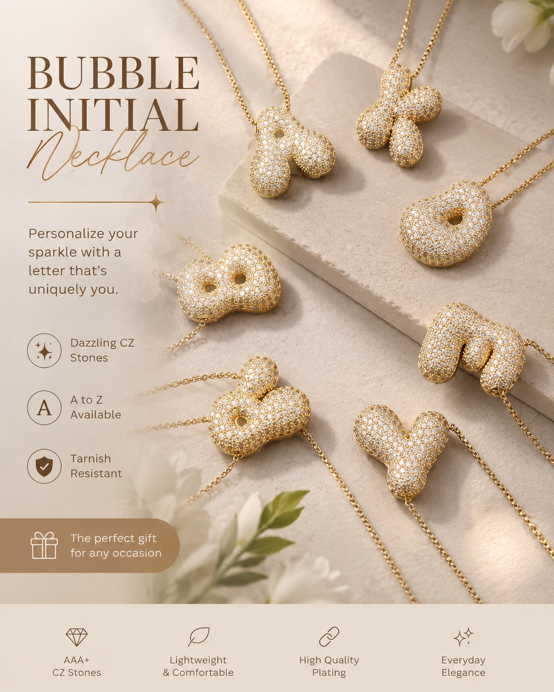 Bubble Initial Necklace
