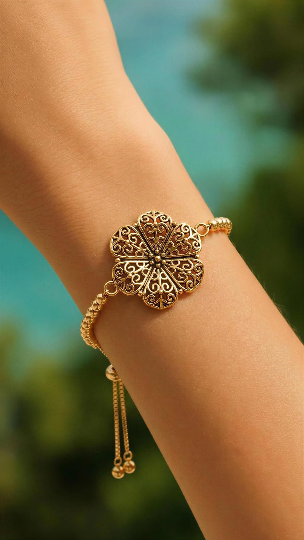 Filigree Charm Adjustable Bracelet