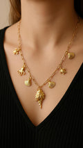 Ocean Charm Necklace Gold Sea Life Pendant Necklace