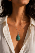 Natural Gemstone Teardrop Pendant Necklace –925 Sterling Silver