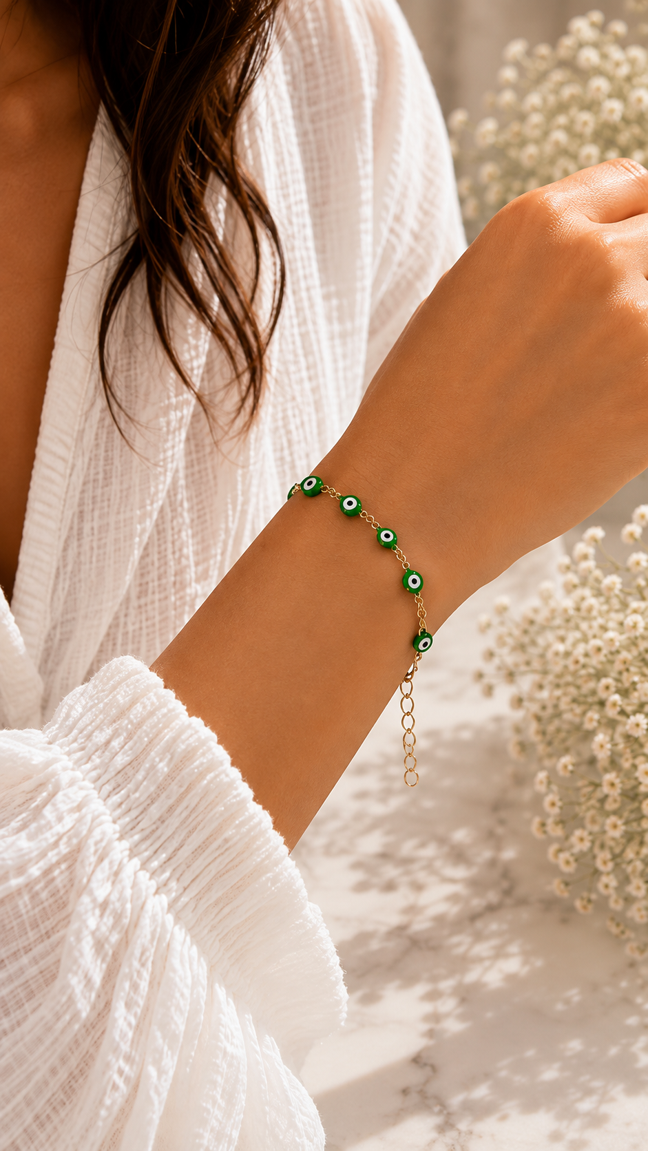 Colorful Evil Eye Beaded Chain Bracelet
