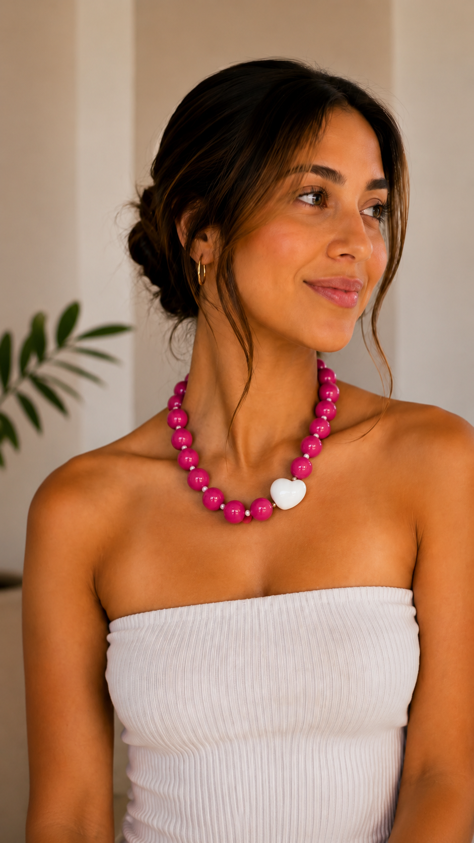 Chunky Acrylic Heart Bead Necklace