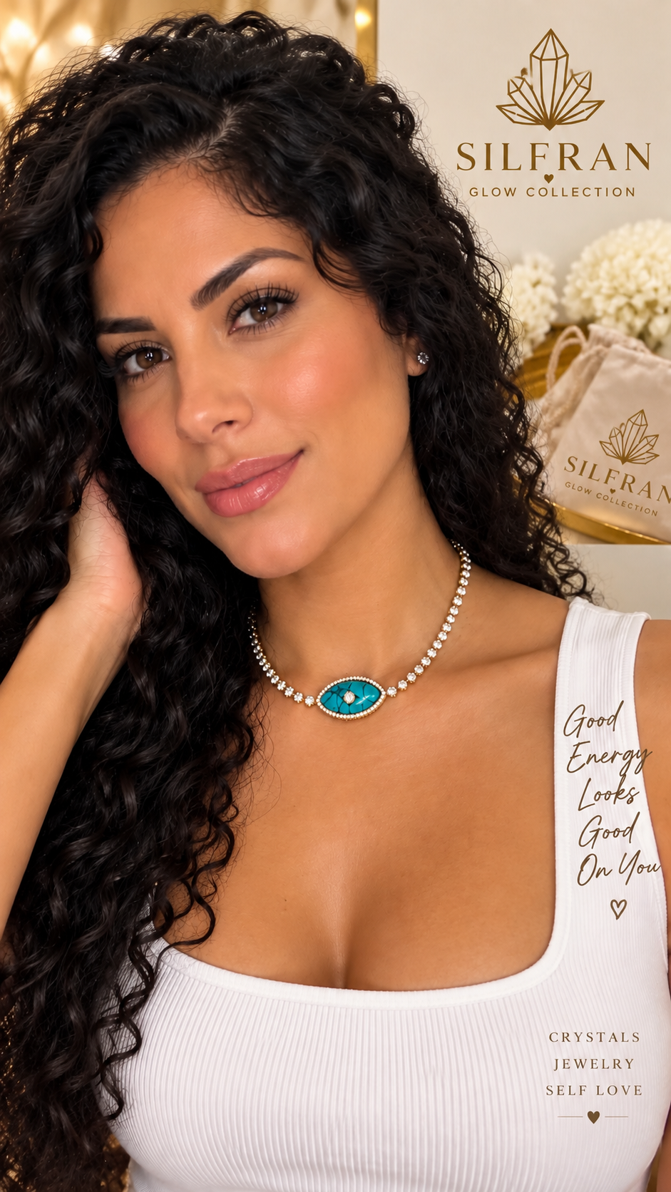 Turquoise Evil Eye Crystal Tennis Choker