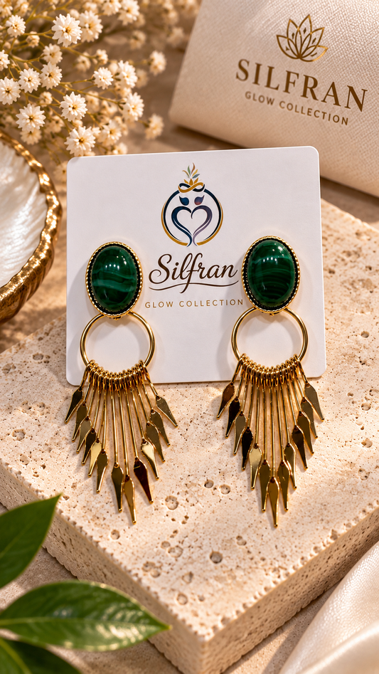 Malachite Golden Cascade Earrings