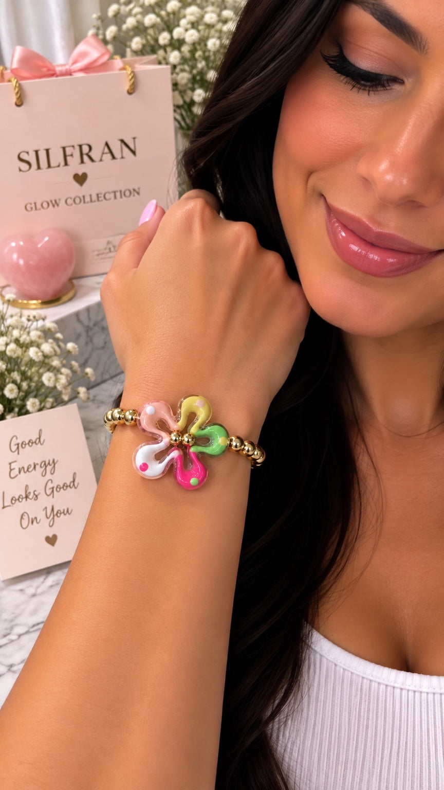 Rainbow Glow Flower Bracelet