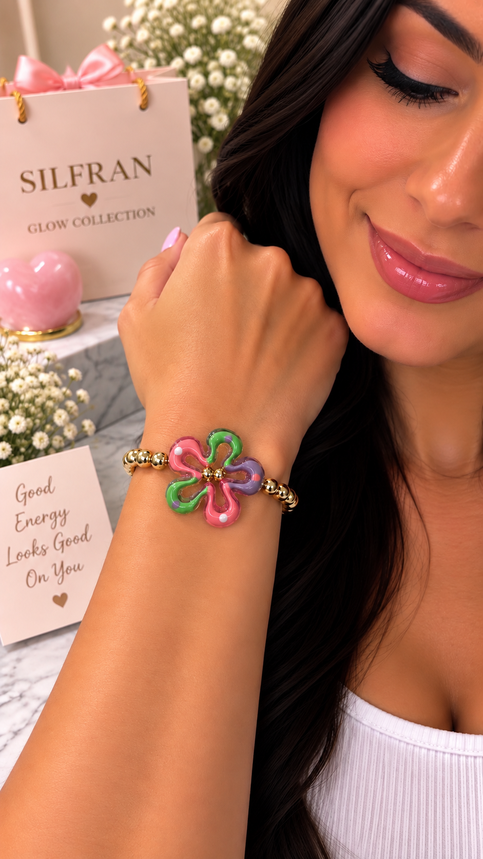 Rainbow Glow Flower Bracelet
