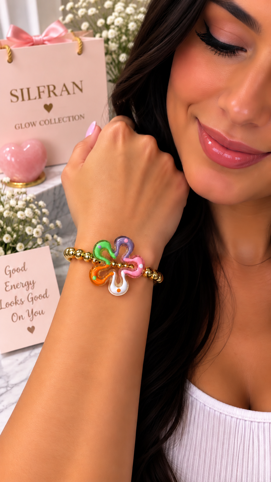 Rainbow Glow Flower Bracelet