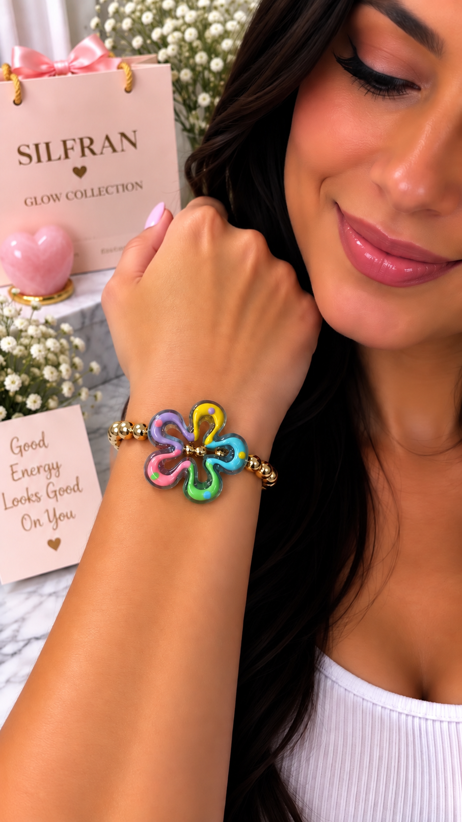 Rainbow Glow Flower Bracelet