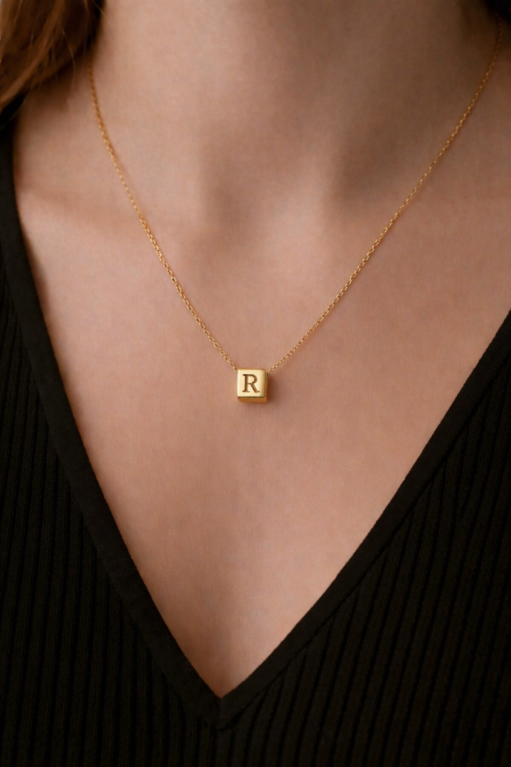 Initial cube Letter Necklace