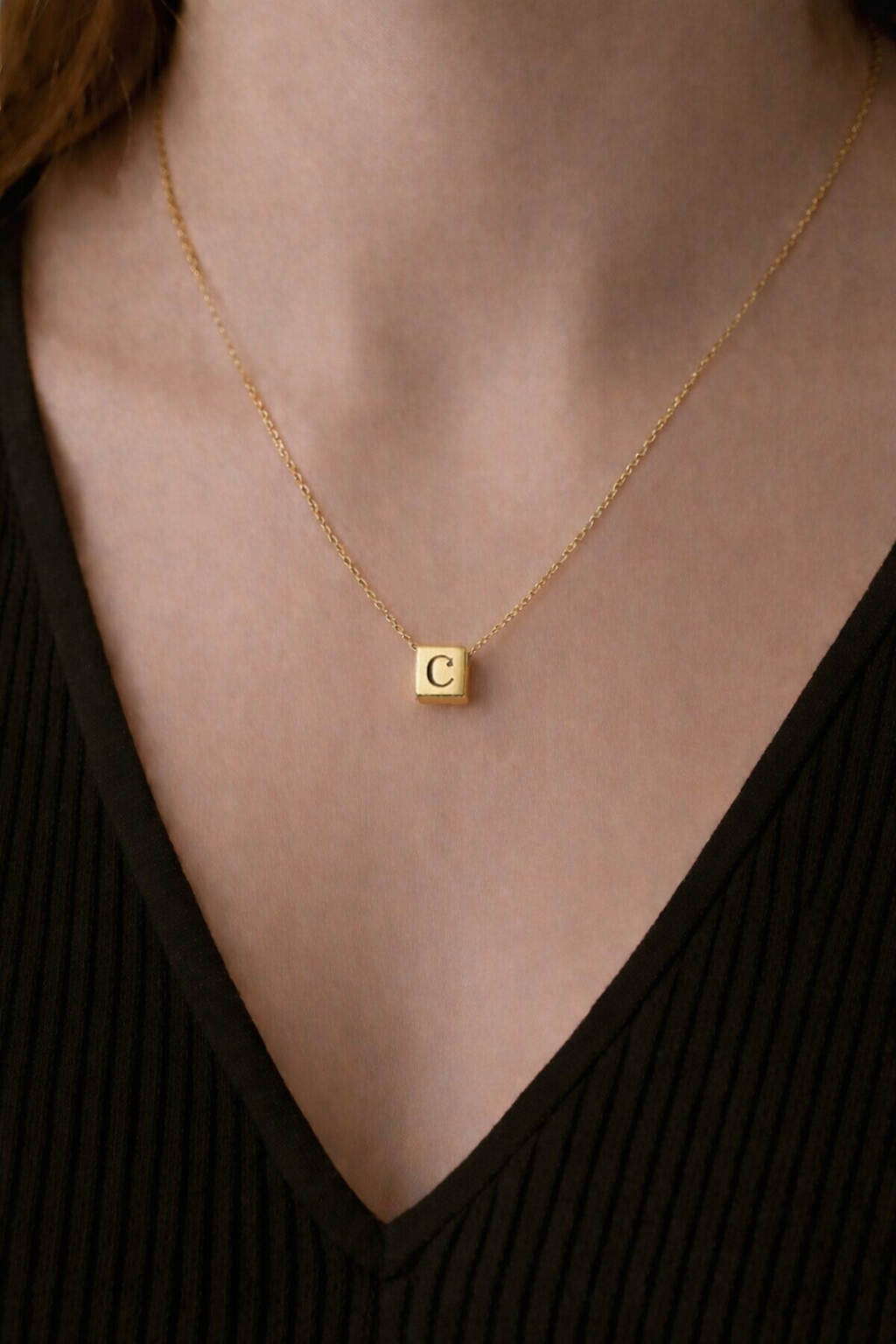 Initial cube Letter Necklace