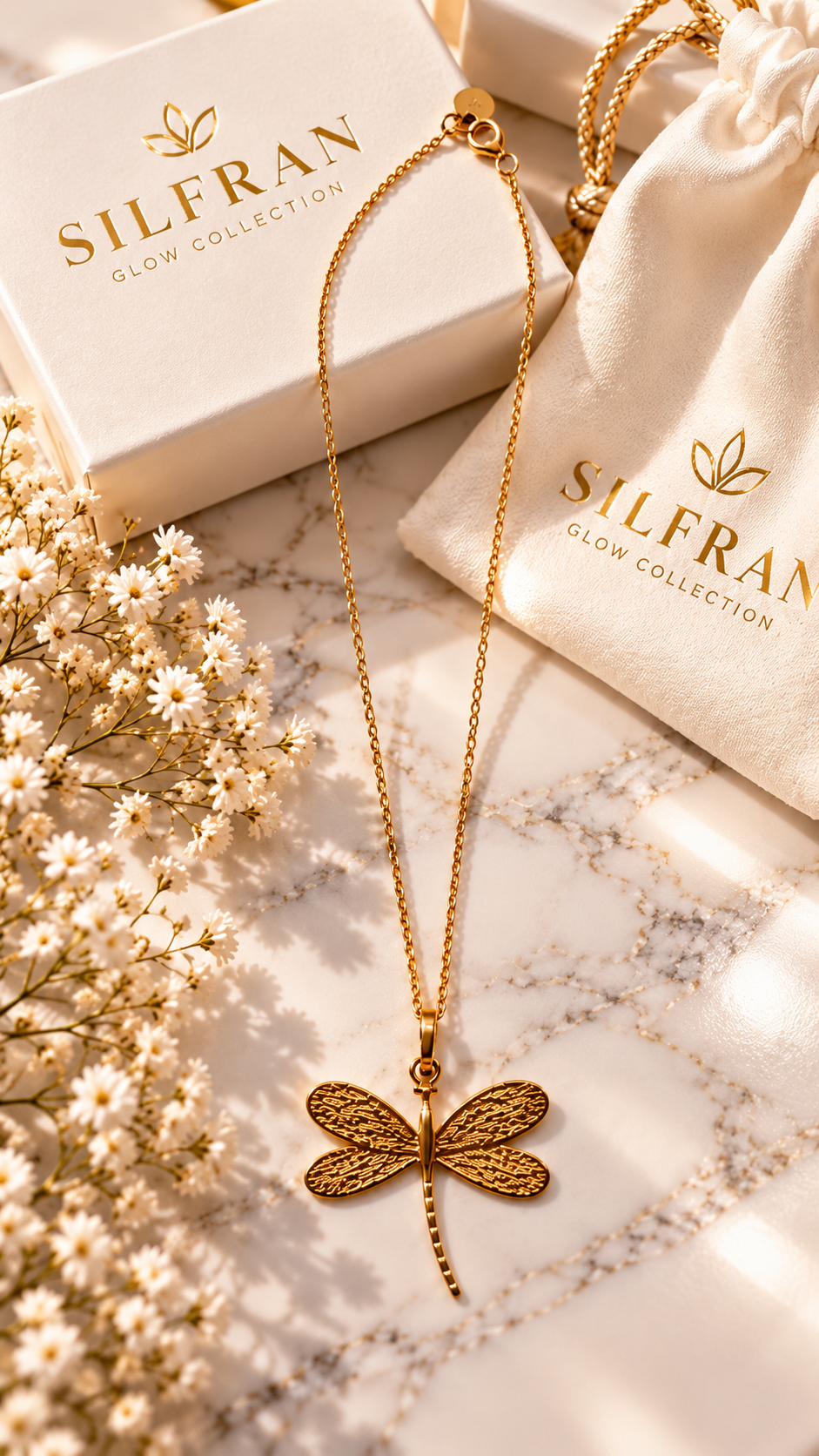 Golden Dragonfly Pendant Necklace