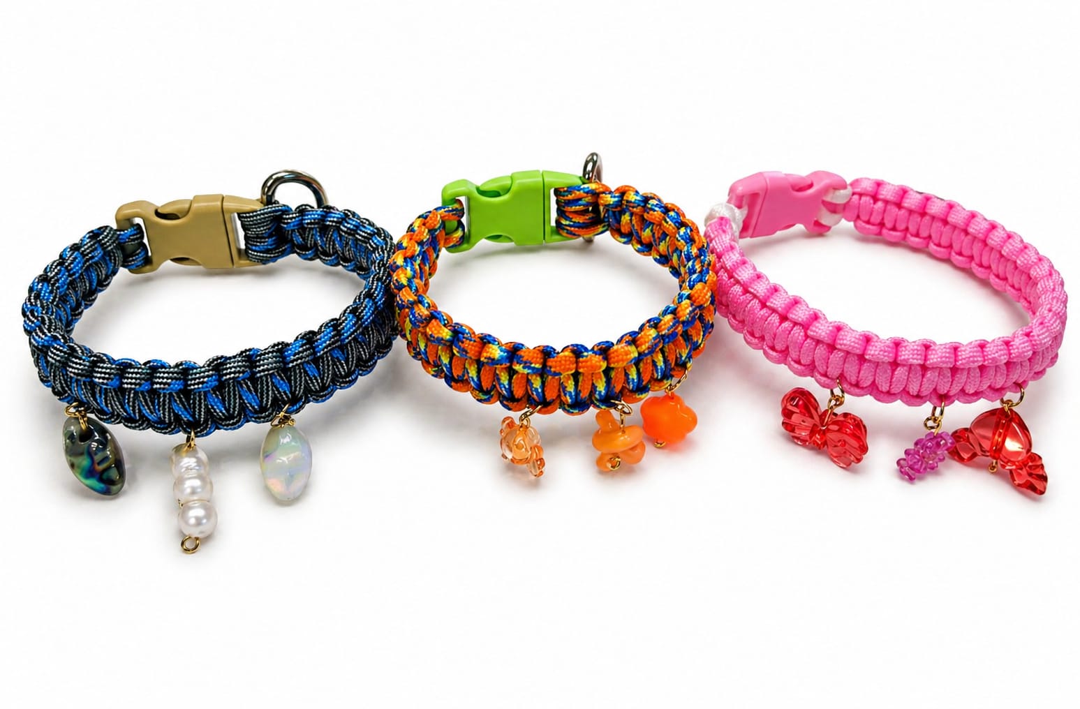 Handmade Paracord pet Collar with Charms