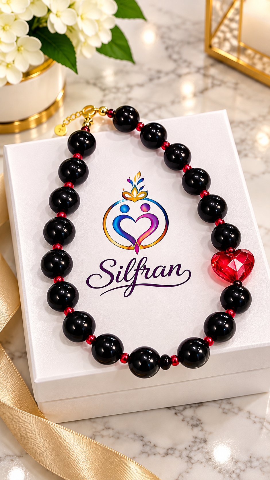 Faceted Heart Acrylic Beaded Necklace