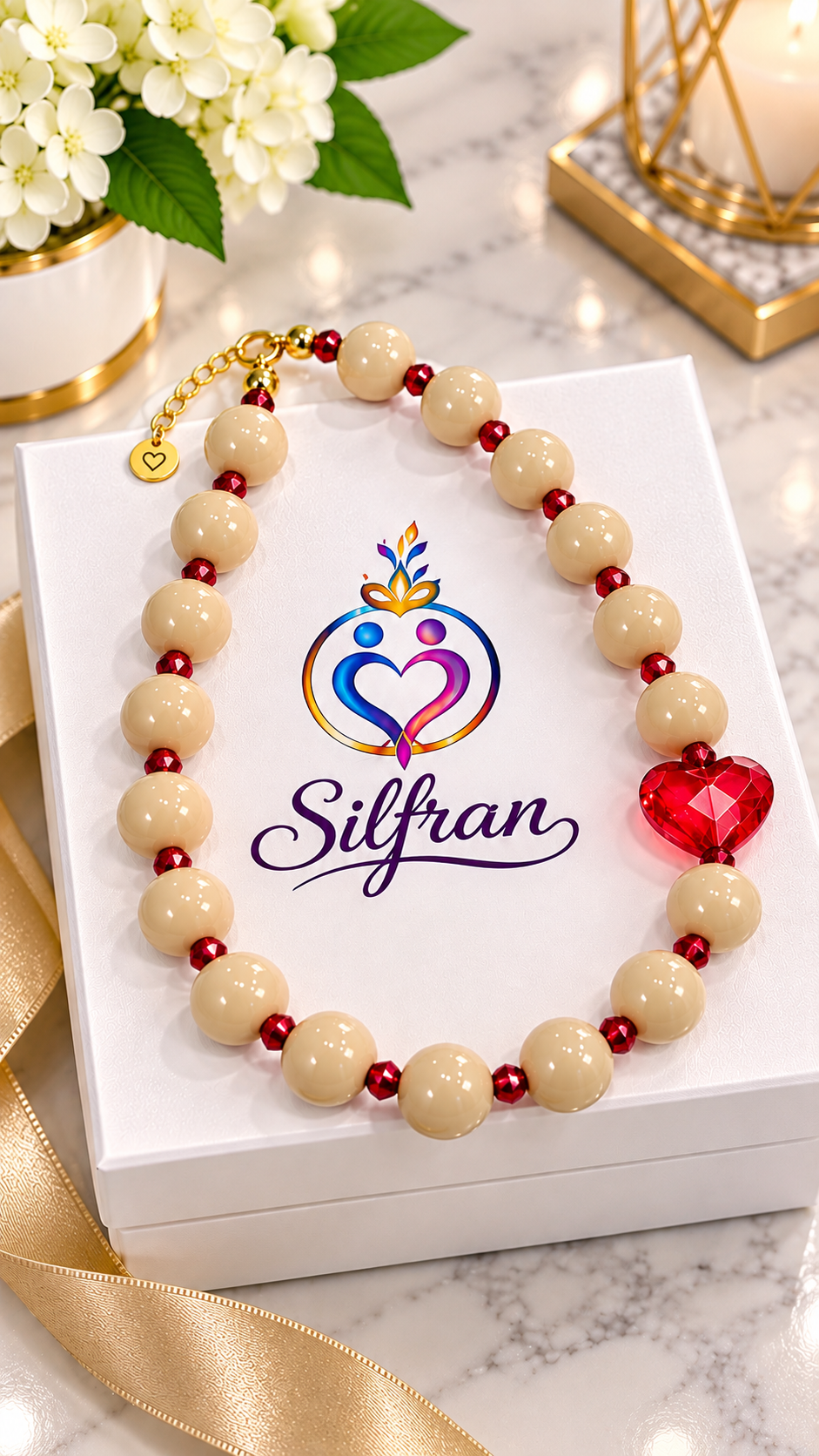 Faceted Heart Acrylic Beaded Necklace