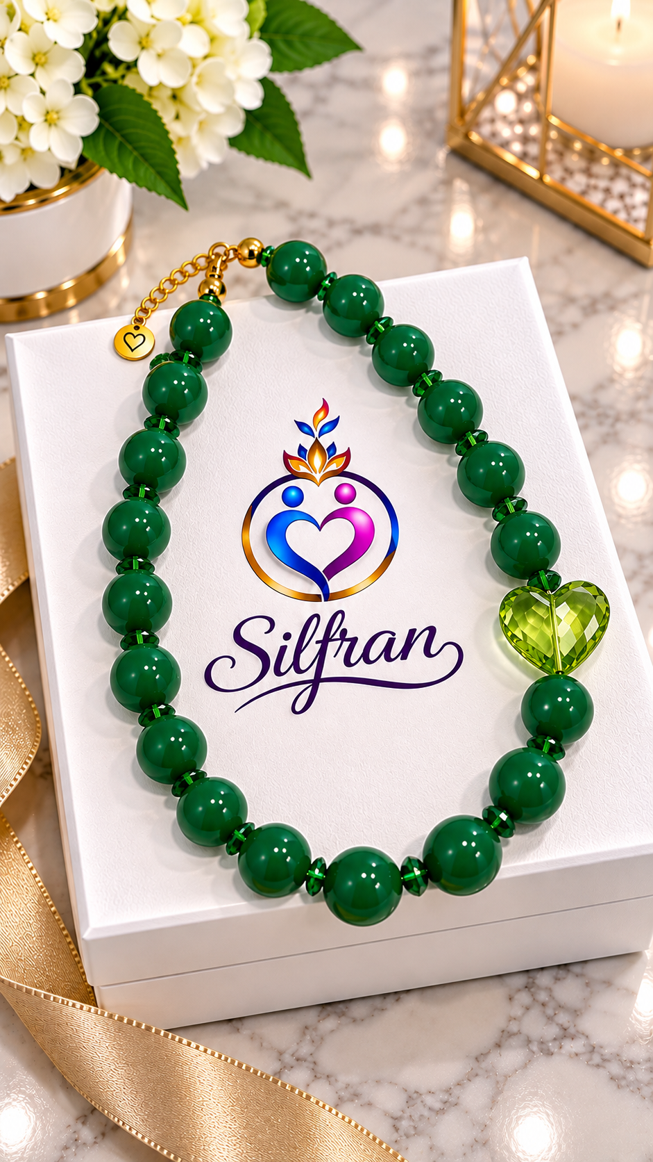 Faceted Heart Acrylic Beaded Necklace