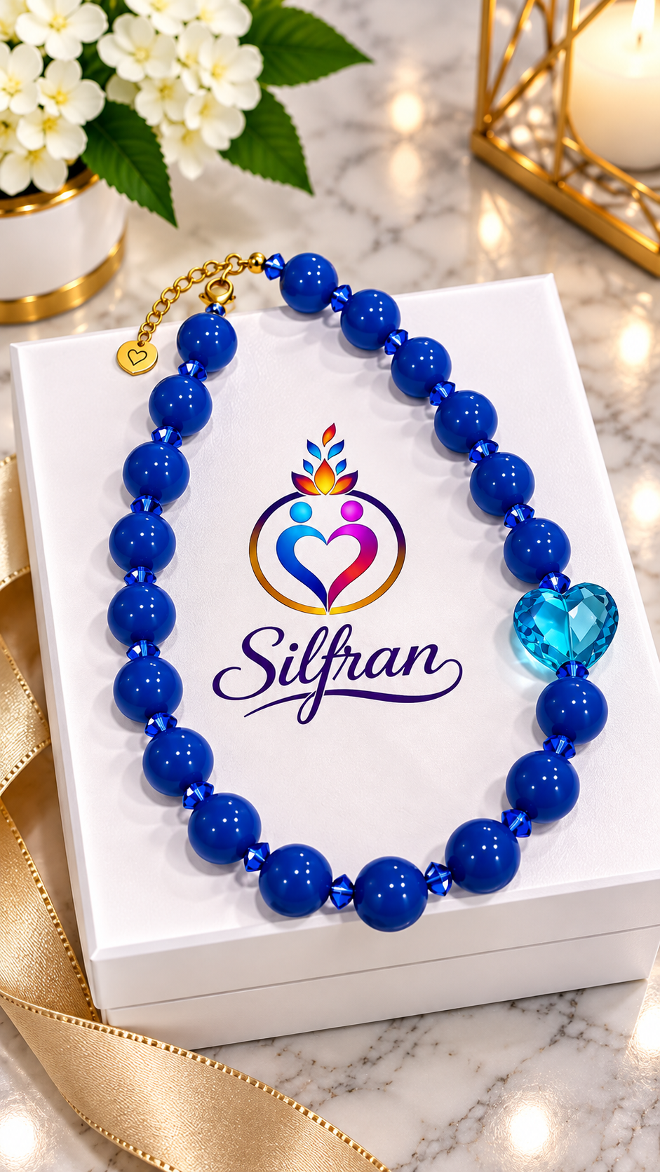Faceted Heart Acrylic Beaded Necklace