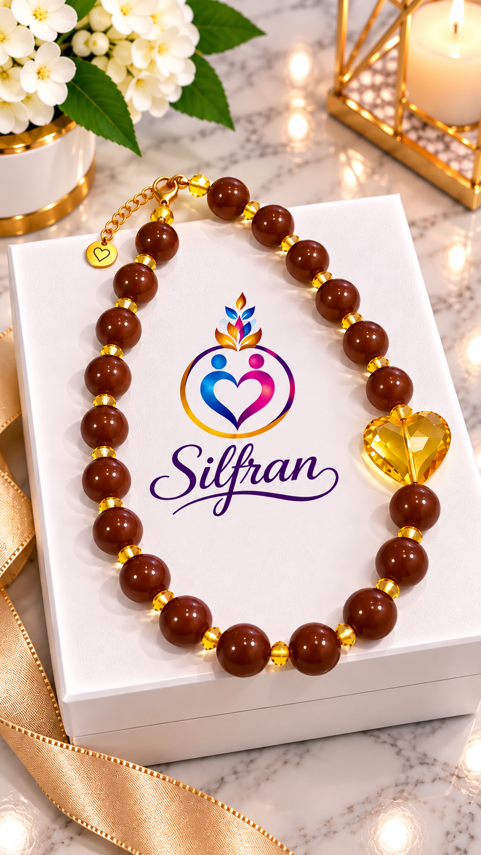 Faceted Heart Acrylic Beaded Necklace