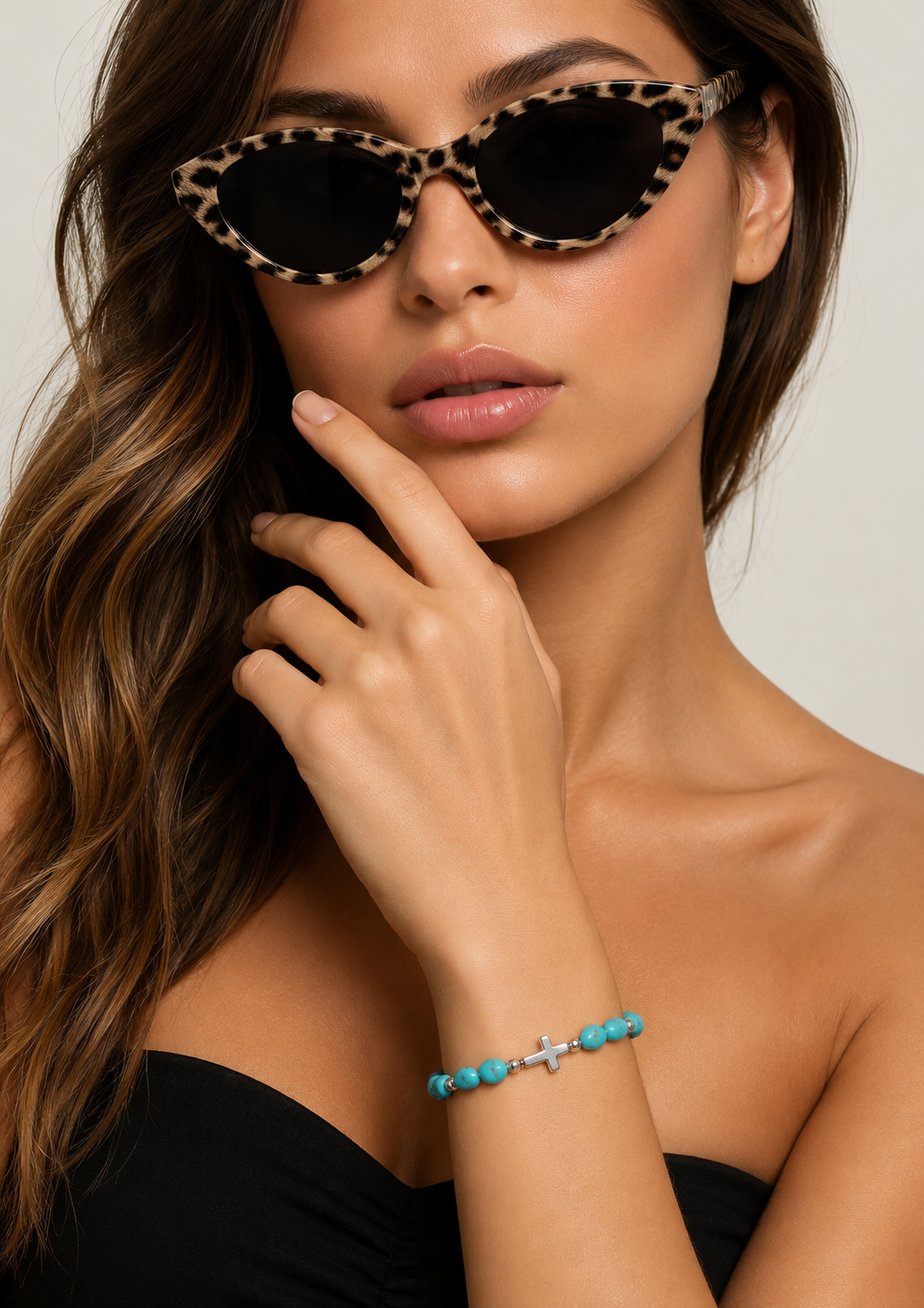 Turquoise cross pendant Bracelet