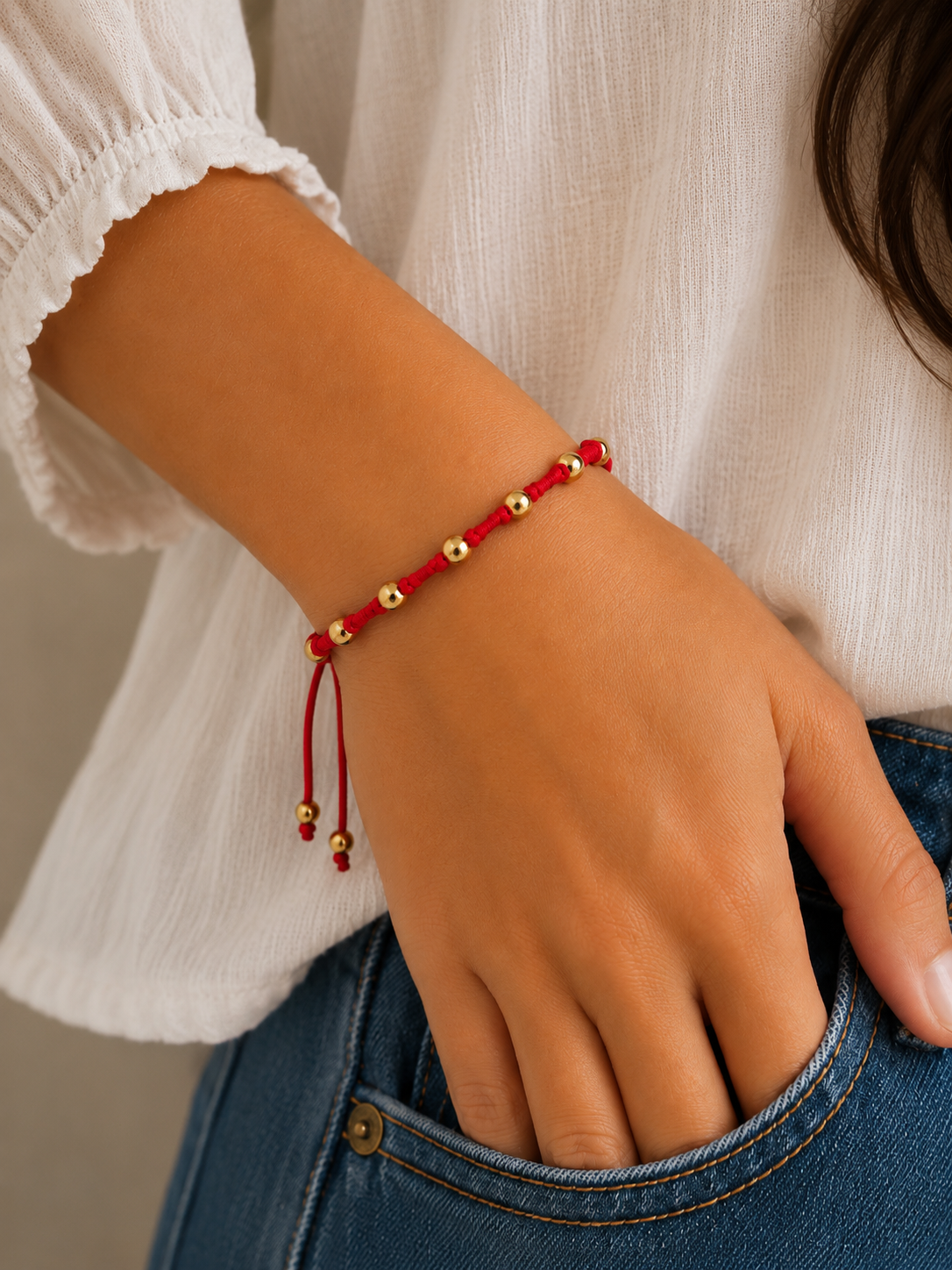 7 Knots Red String Cross Bracelet
