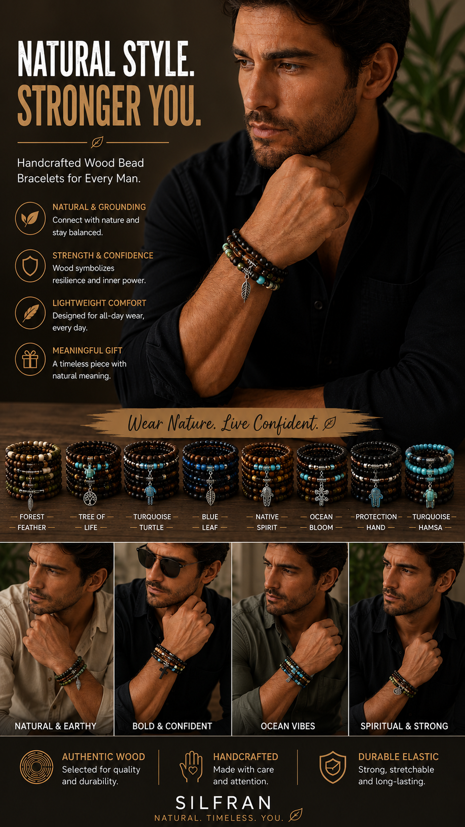 Wood Bead Bracelet
