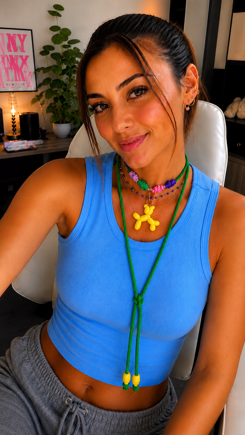 Adjustable Cord Layered Charm Necklace