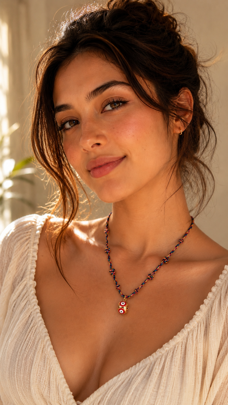 Colorful Braided Evil Eye Cord Necklace