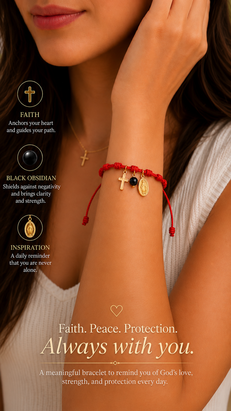 7 Knots Red String Cross Bracelet